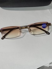 1.00 Blue Light Blocking Reading Glasses Rimless Brown Gold MV383010