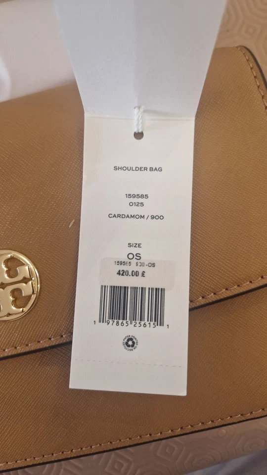 Tory Burch Brown Leather Small Shoulder Bag Gold Chain Strap Logo Magnetic - Image 3 of 4