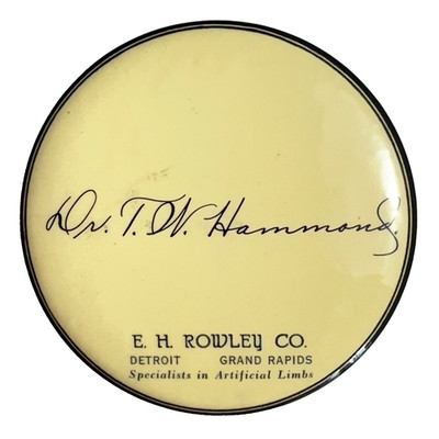 E.H. Rowley ARTIFICIAL LIMBS Advertising Celluloid Record Brush 3.25'' c1930s