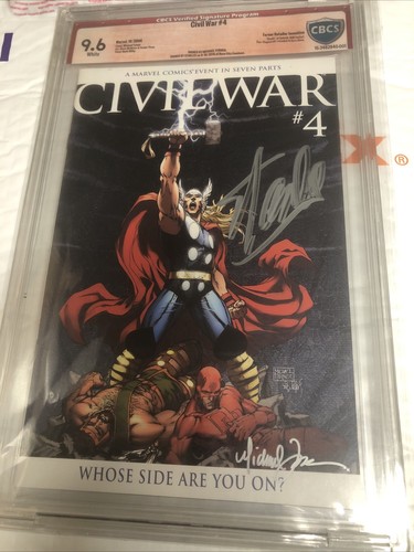 Civil War #4 Variant CBCS SS 9.6 Signed by Michael Turner & STAN LEE