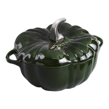 NEW Staub Cast Iron 3.5 qt, Pumpkin, Dutch Oven With Stainless Steel Knob, Basil