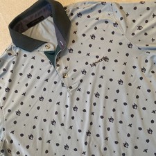 Greyson Shirt Mens Large Blue Polo All Over Wolf Print Short Sleeve Golf Logo