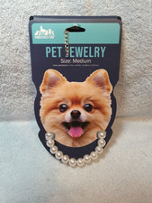 Medium Faux Pearl Pet Dog / Cat 5.75" X 5.50" Necklace New