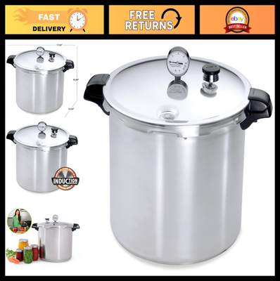 #ad 23 Quart Induction Pressure Canner Aluminum Silver Heavy Duty Easy Use $341.99