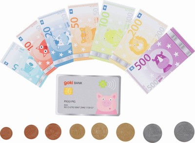 Goki 51497 Play money Animals including bank card Accessories Sets, Multicoloure
