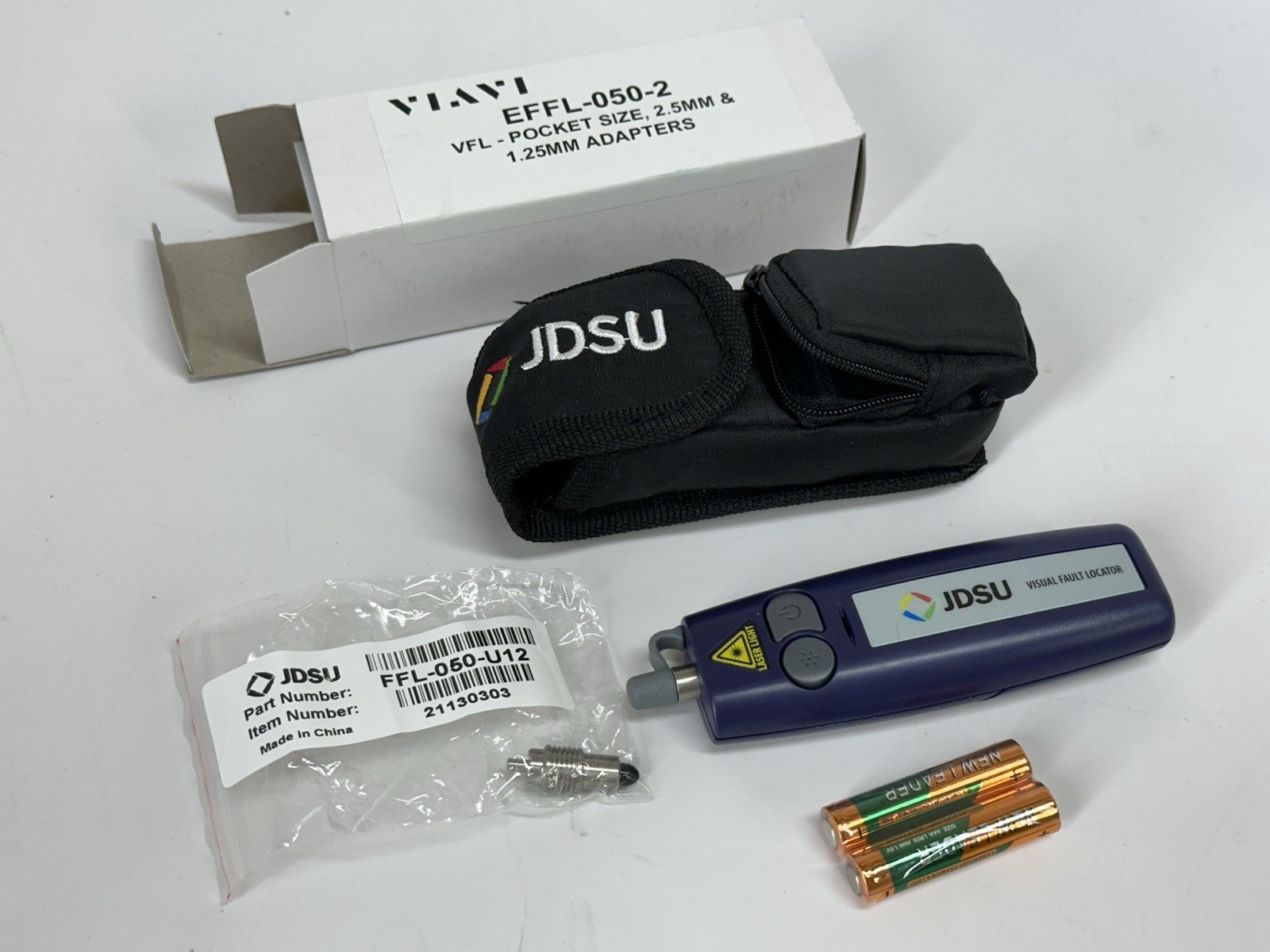 NEW! VFL JDSU/Viavi FFL-050 Visual Fault Locator & 1.25mm + 2.5mm Connectors VFL