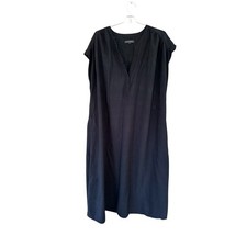 Banana Republic Black V-Neck Cap Sleeve Midi Shift Dress XXL Rayon Blend Flowy