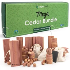 Cedar Blocks for Clothes Storage Mega Bundle Box - Cedar Hangers x20, Balls x...