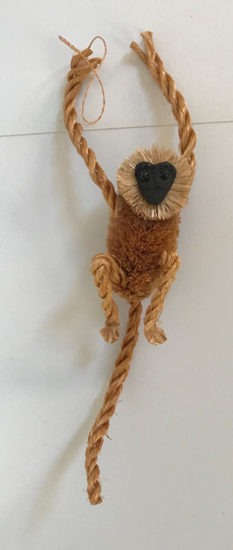 9.75” Bottlebrush Monkey CHRISTMAS ORNAMENT Light Brown Animal
