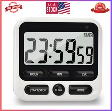 Digital Kitchen Timer 24 Hour Clock and Alarm Function with Silent or White