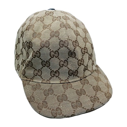 Gucci GG Monogram Canvas Beige Brown Unisex Baseball Cap Size Medium See PICTURE