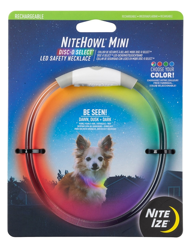 NiteHowl LED Mini Rechargeable Safety Necklace, Disc-O Select