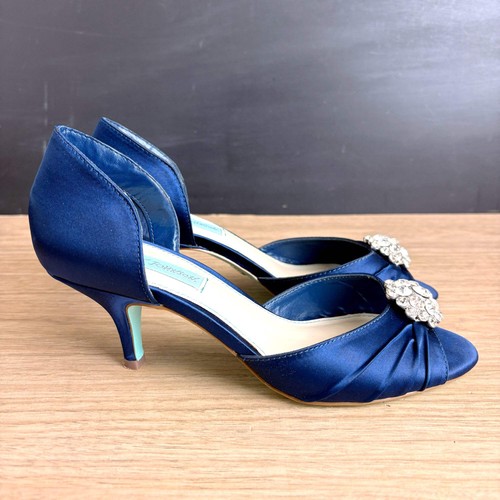 Betsey Johnson blaue Satin Peeptoe Heels – Kristall verziert – Damen 7M - Bild 4 von 16