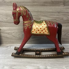 rocking horse hand carved snd painted 15.5  tall 17  wide Indian