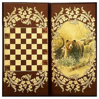 60x60 cm Backgammonspiel Spiel Nardy Spielbrett Gesellschaftsspiel Bär