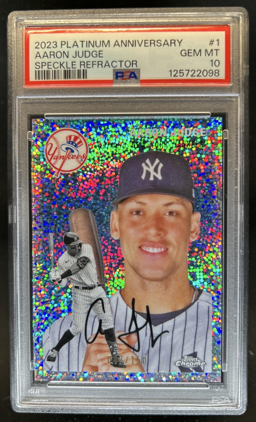 2023 Topps Chrome Platinum Aaron Judge Speckle Refractor #/150 Yankees PSA 10