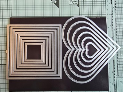 Metall Stanzformen x 4 Konvolut geometrisches Verschachtelset - Sechsecke, Quadrate & Herzen