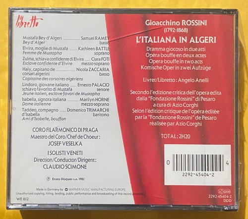 ROSSINI - L'ITALIANA IN ALGERI 2 CD SET NEW SEALED SCIMONE - Picture 2 of 4