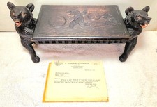 Swiss Blackforest Bear Foot Stool Music Box Signed Huber-Aeschimann Provenance 