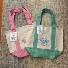 RARE!  Trader Joe’s Pastel Mini Totes - Pink & Green