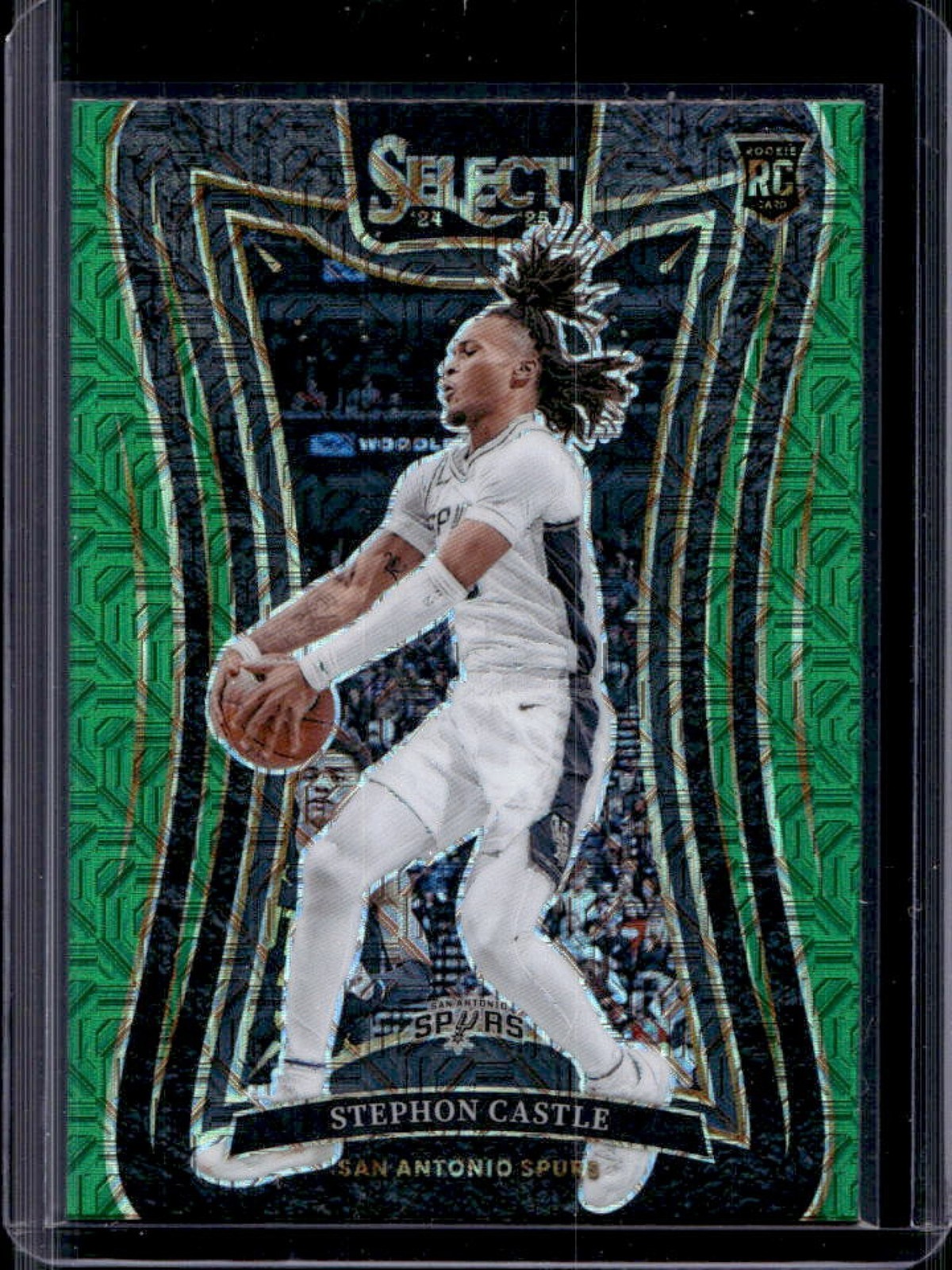 2024-25 Select Stephon Castle Mezzanine RC Green Mojo Prizm #388 Spurs