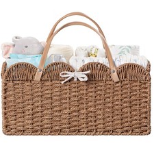 HBlife Baby Diaper Caddy Paper Rope Storage Basket Nursery Bin w/ Removable Divi