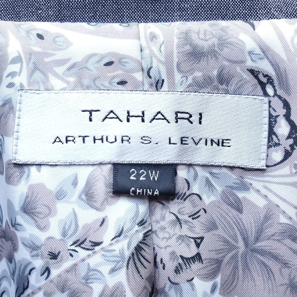 Blazer Tahari Arthur S Levine Gris Mujer 22W Traje Chaqueta Carrera Forro Floral Foto 4 de 4