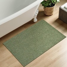 2x6 Washable Non Slip Runner Rug Low Pile Woven Cotton for Kitchen Hallway Green