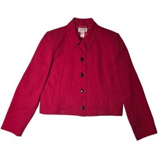 Vtg Pendleton Red Wool Cropped Blazer  100 Virgin Wool  Sz 10  Made in USA