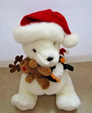 Aurora World Christmas Polar Bear 12" Plush Stuffed Animal Decor Toy Rainbow Tag
