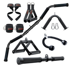 Gym Cable Attachments Set LAT Pull Down Triceps Bar Handle
