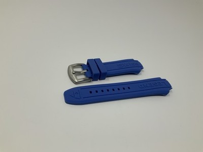NOS Swiss Legend Neptune Blue Rubber Strap with Brushed steel buckle 15mm