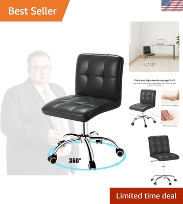 #ad Luxurious PU Leather Task Chair Adjustable Height and 360° Swivel for Comfort $191.99