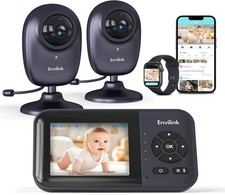 1080P WiFi Baby Monitor 2 Camera 2.8 Inch LCD 1200ft VOX Night Vision. NEW