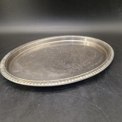 Vintage Leonard Silber Teller 37 cm oval Cocktail Serviertablett Made in Hong Kong
