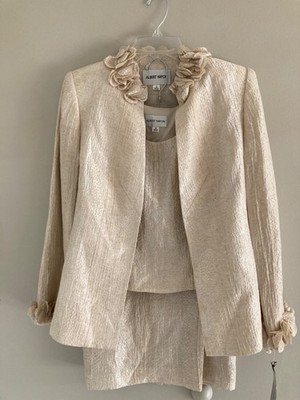 Vintage and New Albert Nipon 3 Piece All Fully Lined Skirt Suit Set, Lt Beige 6