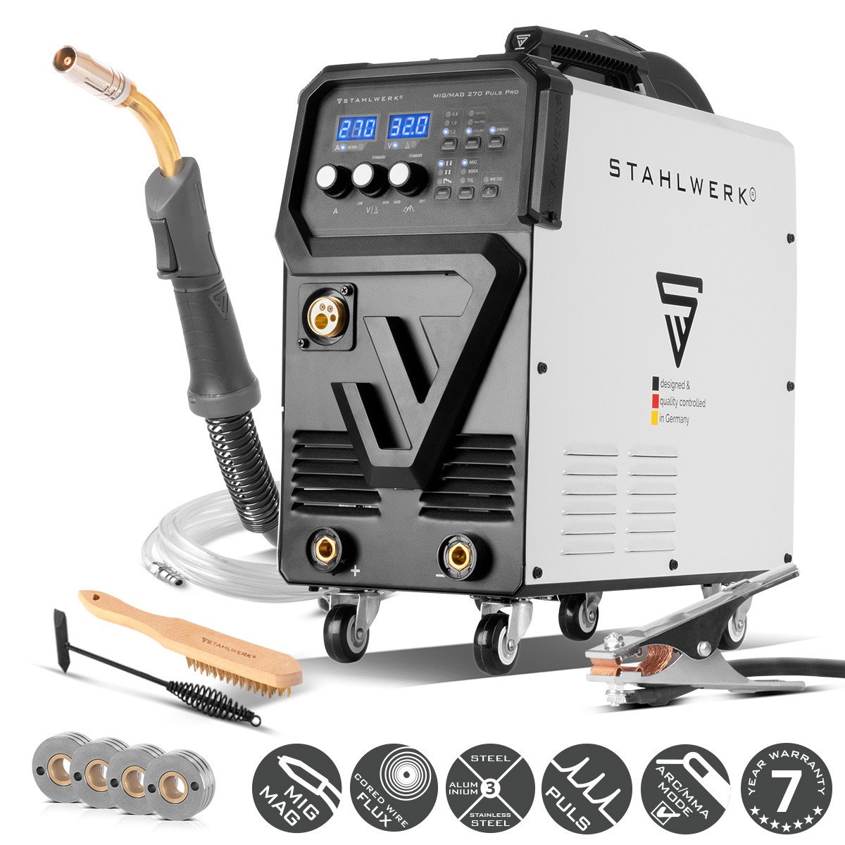 STAHLWERK MIG 270 Puls Pro 4-in-1 gas-shielded arc welder with pulse