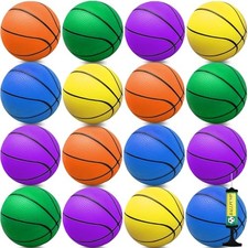 15Pcs 6" Mini Basketball Balls Bulk 6" 15 Pack Green Blue Yellow Orange Purple