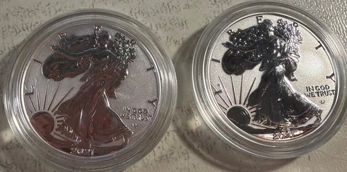 Pair Of 2022 Reverse Proof Silver American Eagles In Mint Capsules