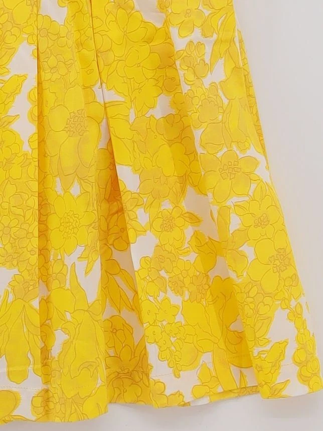 Falda midi Max Mara para mujer Reino Unido 12 amarilla floral algodón con elastano midi línea A Foto 4 de 4