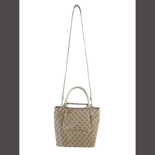 Borsa a tracolla Gherardini mano 2 vie logo motivo totale beige marrone QQ usata bene