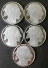 Lot of Five SilverTowne 1oz Silver Buffalo Rounds