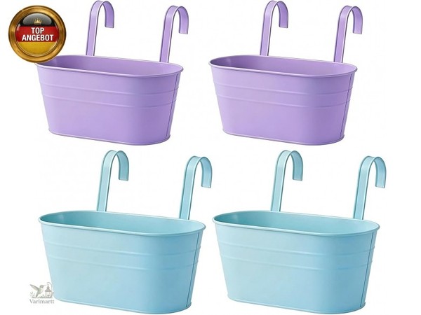 4 StüCk Blumentopf Metall, Blumentopf HäNgend Balkon Innen Outdoor Garten Dekor-image