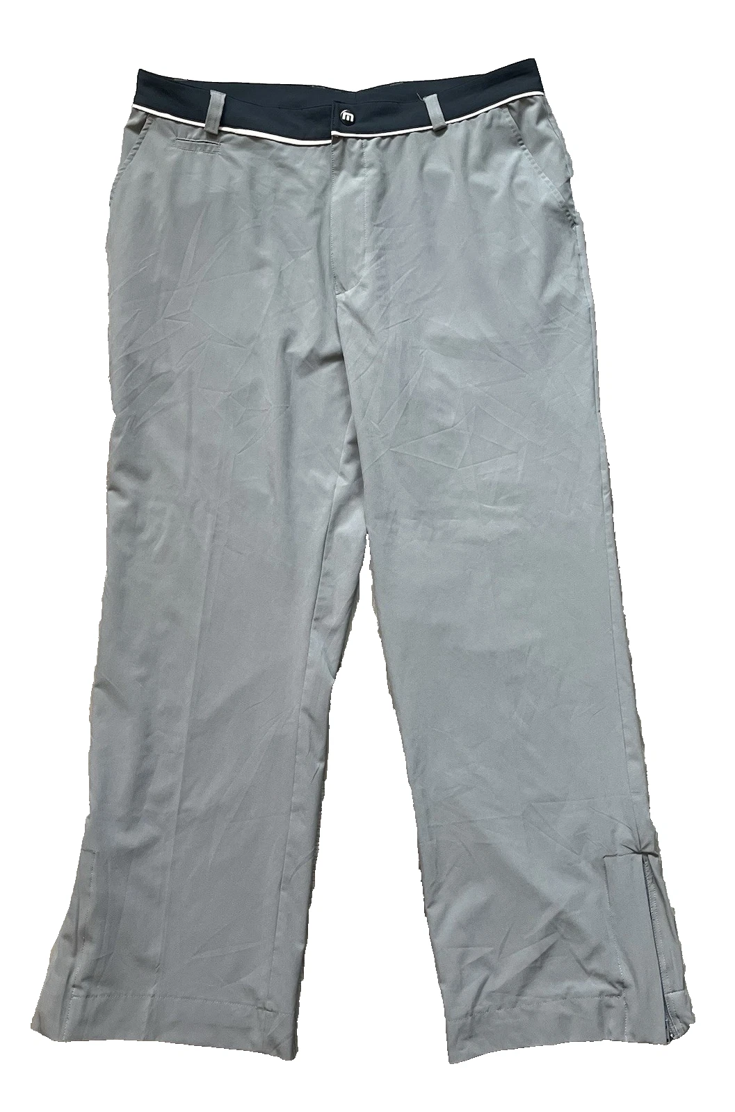Travis Mathew 38x30 Make It Rain Gray Chino Ankle Zip Golf Performance Stretch