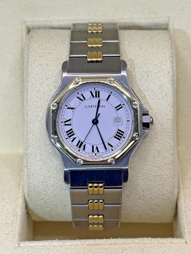 Cartier Santos Octagon 32mm Ref. 2966 Two-Tone White Dial Pre-Owned