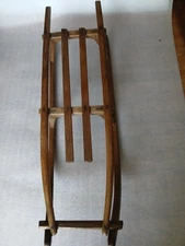 ANTIQUE VINTAGE DAVOS BENTWOOD SLAT SLED WITH IRON RAILS