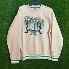 NFL Philadelphia Eagles Men's Retro Vintage Logo Beige Kelly Green Sweatshirt