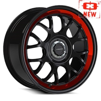 4 New 16x8 Vision 478 Alpine Black Red 5x108 5x114.3 5x4.25 5x4.5 ET38 Wheels