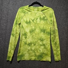 FIGS Seamless M Long Sleeve Top Green / Yellow Tie Dye Under Scrub Stretch