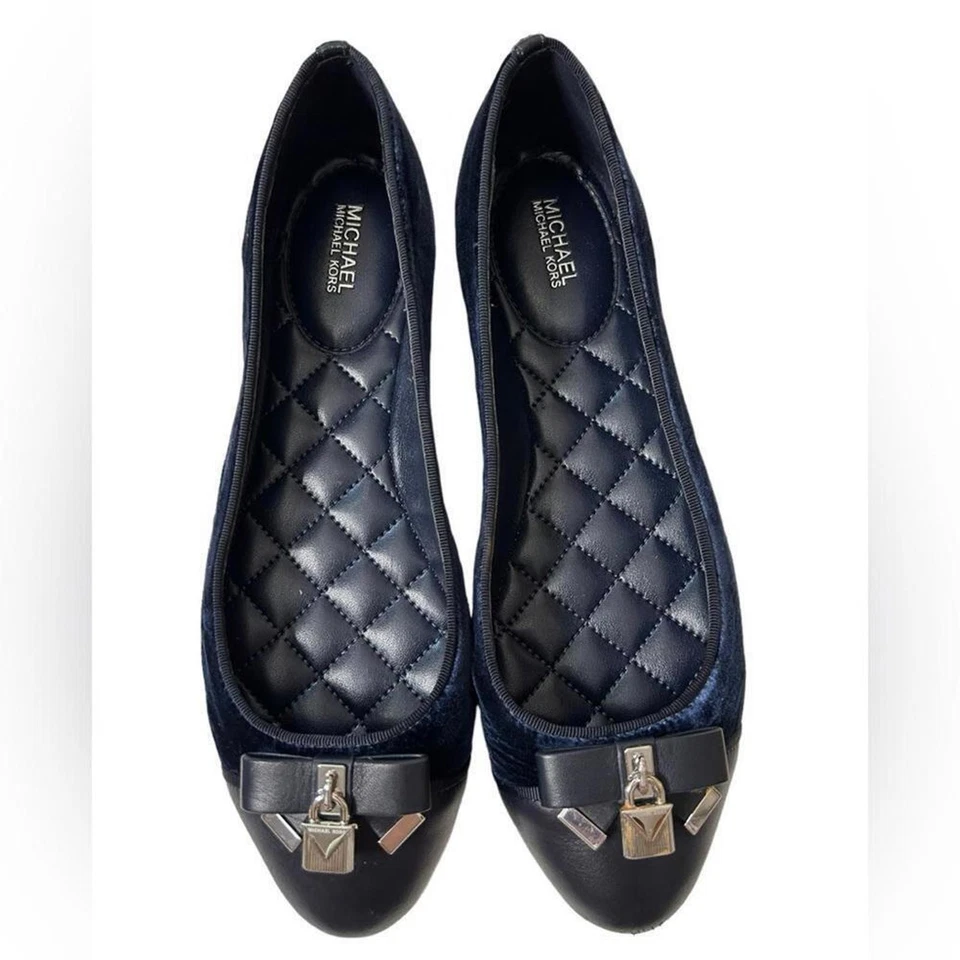 Michael Kors l Alice Ballet Azul Terciopelo Pisos 10 Foto 2 de 4